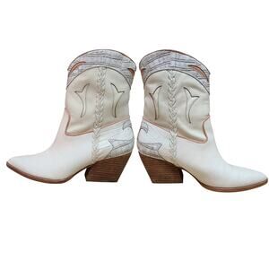 Dolce Vita Loral White Cream Coral Western Cowboy  Cowgirl Boots 11